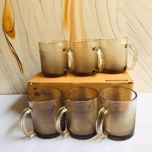 6 pcs Brown Glass Set With Handle